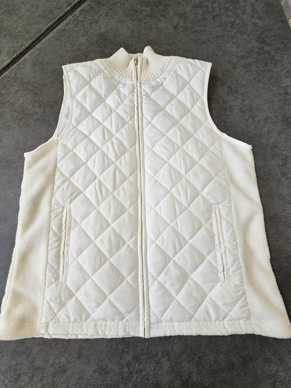 Quilted Sleeveless Jacket Vest - White Size Large